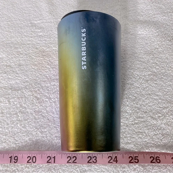 Starbucks 12 Oz Oil Slick Multi Color Rainbow Ceramic Cup With Lid 2022 - Picture 11 of 12